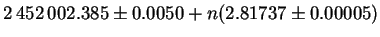 $ 2\,452\,002.385 \pm 0.0050 + n ( 2.81737 \pm 0.00005 )$